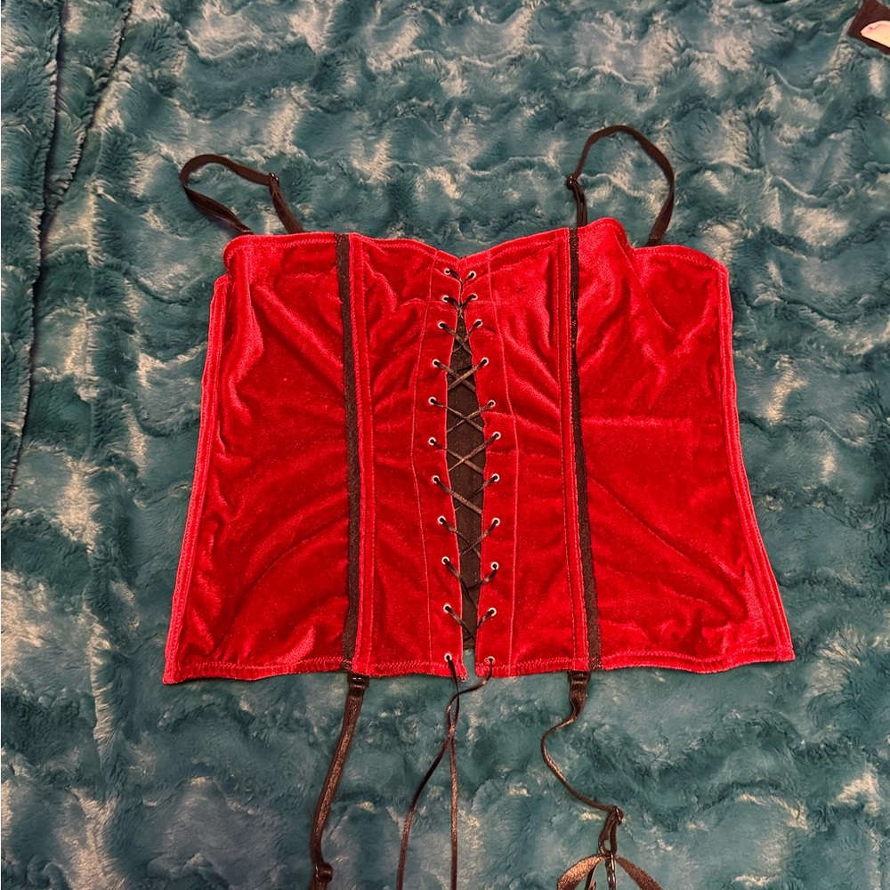Dreamgirl Red and Black Velvet Corset